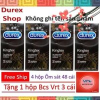 [Siêu Khuyến Mãi] [COMBO] 4 hộp Bao cao su ÔM SÁT Durex Kingtex Tặng 1 hộp Vrt 3s - 51 cái