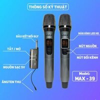 SIÊU KHUYÊN MAI Micro không dây đa năng MAX-19, Bộ 2 Micro Karaoke Xe Hơi MTMAX BX7 2M chuyên nghiêp phiên bản mới - BỘ 1 MIC MAX-19