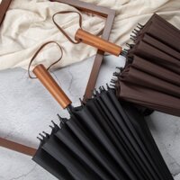 Siêu Lớn 24 Xương Gia Cố Chống Gió Học Sinh Tay Cầm Dài Ô Gỗ Chắc Chắn Tay Cầm Kinh Doanh Lớn Hai Ba Người Tay Cầm Thẳng