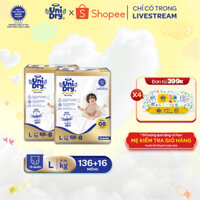 [Siêu mỏng 2mm] Combo 2 tã quần UniDry Supreme size M76/L68/XL60/XXL54 + 8 miếng