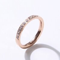 Siêu Nhấp Nháy Nửa Cánh Kim Cương Giả Nhẫn Chống Phai Màu Thép Titan Mạ 18K Hoa Hồng Vàng Chỉ Số Nhẫn Cặp Đôi Nhẫn