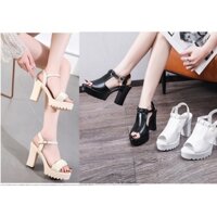 [SIÊU NHẸ] Giày Sandal cao gót chunky 10 phân gót vuông cao cấp êm chân giày mùa xuân hè S179