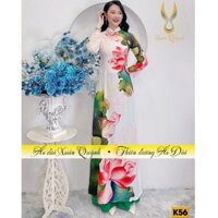 Siêu Phẩm Áo Dài Truyền Thống Hoa Sen, Trẻ Trung Duyên Dáng Lụa Habutai K56 - Áo Dài Xuân Quỳnh