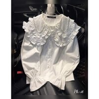 Siêu phẩm áo sơ mi cổ sen 2 lớp đính hạt cực sang, chất kate hàn lên form cực chuẩn #$#@