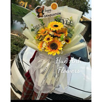 SIÊU PHẨM BÓ HOA KỈ YẾU CÚC TANA MIX HD BIG TẶNG BANER HAPPY GRADUATION (chính chủ)