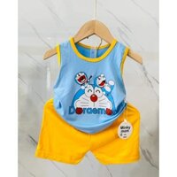 (SIÊU PHẨM HÈ) SÉT 5 BỘ BA LỖ THUN LẠNH DOREMON PHỐI QUẦN ÁO CO GIÃN 4 CHIỀU CỰC MỀM MÁT CHO BÉ