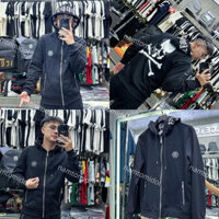 Siêu Phẩm Hoodie zip nam nữ PP ngực thêu mác da đính logo hãng - Áo Philip mũ Thêu chữ la mã lưng hoạ tiết đầu lâu Nét