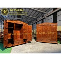 Siêu phẩm tủ quần áo 3 buồng 4 cánh được làm bằng gỗ Cẩm Lai