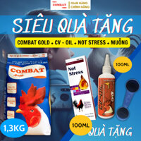 SIÊU QUÀ TẶNG Ngũ Cốc Gà Đá COMBAT GOLD 1,3kg - Tặng kèm Not Stress, CV - Oil, Muỗng Định Lượng Thức Ăn Gà Đá