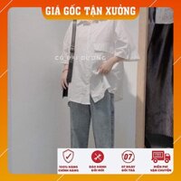 Siêu Rẻ - Áo sơ mi trắng nắp túi tay lỡ