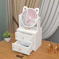 (Siêu rẻ) BÀN TRANG ĐIỂM MINI 2 TẦNG CÓ GƯƠNG KITTY