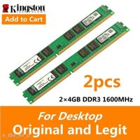 Siêu Rẻ Bộ 2 thẻ nhớ ram KINGSTON 8GB 4GB 4GB DDR3 DDR2 1600 1333 800MHZ PC3 PC2 12800U 240PIN DIM dành cho máy tính