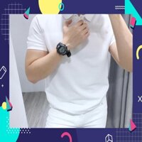 [Siêu rẻ] [GIÁ SỈ  ẢNH THẬT] Áo thun nam trơn cổ bẻ ngắn tay công sở dáng ôm Hàn Quốc (Màu trắng)