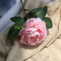 Siêu rẻ-Hoa giả-Hoa hồng lụa cao cấp dài 28cm bông to 9cm trang trí nội thất, phòng khách, văn phòng, sự kiện - Hồng đậm