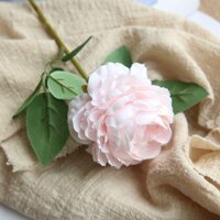 Siêu rẻ-Hoa giả-Hoa hồng lụa cao cấp dài 28cm bông to 9cm trang trí nội thất, phòng khách, văn phòng, sự kiện - Hồng nhạt