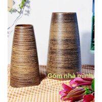 Siêu Rẻ Lọ Hoa Bát Tràng - Bình Gốm Cắm Hoa Dáng Ống Trụ Cao 30cm va 33cm Nâu Mộc Gốm Bát Tràng, Bình Cắm Tuyết Mai..