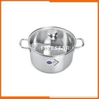 [Siêu Rẻ] Nồi Fivestar 24 cm inox 3 đáy- nắp kính