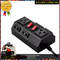 .:SIÊU RẺ:. Ổ Cắm Điện 6 ổ Đa Năng Liền Dây 3 m có 2 công tắc Tắt/Mở 10A 250V CHÍNH HÃNG VINAKIP