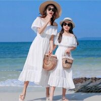 SIÊU RẺ - QUẦN ÁO TRẺ EM - ĐẦM REN THUN HỌA TIẾT (MẸ VÀ BÉ)