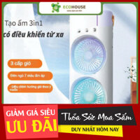 SIỂU RẺ - Quạt Điều Hòa Phun Sương Tích Điện Điều Khiển Từ Xa - Quạt Hơi Nước Tích Hợp Đèn LED Với 2 Cánh Gió - 3 Đầu