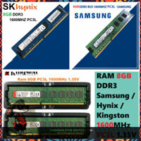 .:SIÊU RẺ:. Ram Samsung / Hynix / Kingston 8GB DDR3 Bus 1600MHz PC3L - 12800 1.35V Dùng Cho PC Desktop Bảo Hành 36t 1 Đổ