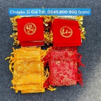 [SIÊU RẺ] [Sỉ Rẻ Nhất] 100 Túi Gấm Nhung Chữ Phúc Lộc Phong Thủy 7x9cm Màu Đỏ May Mắn Đựng Đồng Xu - Vòng Tay