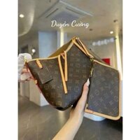 SIÊU RẺ_ Túi Xách Nữ Công Sở Set Đôi Hoa Nâu Size 25-30 cm Da Mềm Đựng Vừa A4 Sang Trọng