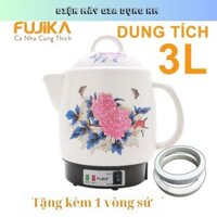 Siêu sắc thuốc điện GỐM SỨ BÁT TRÀNG FUJIKA dung tích 3 Lít ,Ấm thuốc điện nấu tự động ngắt khi còn 1 chén , bảo hành