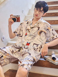 [Siêu Sale] Bộ Đồ Ngủ Cho Nam Mùa Hè Băng Lụa Tay Ngắn Hoạt Hình Teen Học Sinh One Piece Luffy Lụa