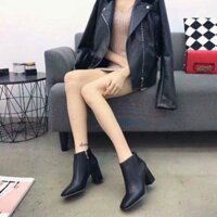 [Siêu sale] Boot da nữ dáng trơn cá tính