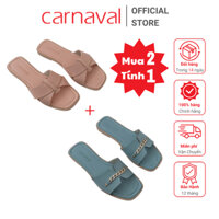 [Siêu Sale] Combo 2 Dép Nữ Đế Bệt Carnaval Quai Ngang Trang Trí Khoá Thời Trang Đơn Giản Thanh Lịch - VS48+VS49