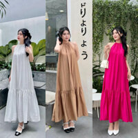 [Siêu Sale] Đầm Tơ Xốp Cổ Yếm Đi Biển D15