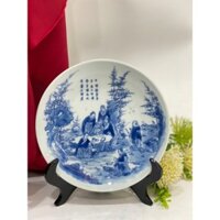 Siêu Sale-Đĩa cảnh men Lam gốm Bát Tràng cao cấp Trang trí phòng khách đường kính 18cm quà tặng Decor trang trí cực đẹp