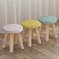 [Siêu Sale] Ghế đẩu nhỏ để thay giày ở nhà, ghế đẩu thấp vải cho phòng khách, ghế đẩu tròn bằng gỗ