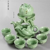 [Siêu Sale] Kung Fu trà hộ gia đình đá mặt đất ấm trà gốm nhỏ trà bán tự động lười trà văn phòng ti