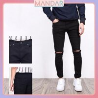 [SIEU SALE] Quần jean nam Đen cao cấp rách gối, form skinny siêu chất - E5172