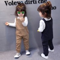 [Siêu Sale] Quần yếm kiểu tây cho bé nam nữ 0-3 tuổi mùa xuân mẫu mới 2019 áo mặc trong màu trắng t