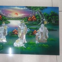 Siêu sale Tranh sơn mài Phúc Lộc Thọ cẩn ốc xà cừ cao cấp size 50x80 cm treo tường, trang trí nhà cửa, văn phòng, qu - Tranh có khung