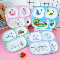 [Siêu Sale]Trẻ Em Bộ Đồ Ăn Hoạt Hình Khủng Long Dễ Thương Cho Bé Ăn Melamine Giả Sứ Chia Đĩa Thìa Chống Rơi Hộ Gia Đình