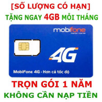 SIÊU SIM 4G Mobifone Dùng Trọn Gói 12 THÁNG MDT250A MDT255 Hoàn Toàn Miễn Phí CÓ 3GB/THÁNG 4GB/THÁNG