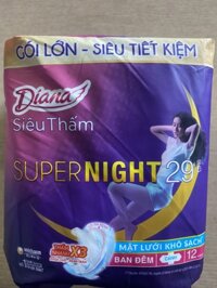 Siêu tiết kiệm COMBO 2 GÓI BVS DIANA SUPER NIGHT 29CM GÓI 12 MIẾNG