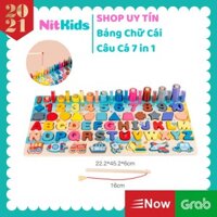 [SIÊU_HOT] Bộ Câu Cá Gỗ Nam Châm Montessory 6 in1 Đa Năng Giúp Bé Học Chữ Số , Làm Toán, Câu Cá