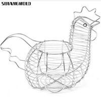 Sijianggmld Hộp đựng trứng, Giỏ đựng trứng nghệ thuật bằng sắt hình gà, Hộp đựng rau quả bạc Đồ dùng gia dụng