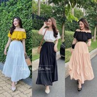 Sỉ=Lẻ Set Bộ Áo Croptop Chân Váy Xoè Dài