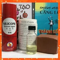 Silicon đổ khuôn{ SIÊU KHUYẾN MẠI} Gói combo 1kg silicon kèm chất đóng rắn, Bình xịt tách khuôn, Đất sét