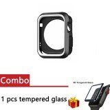 Silicone Case Watch Frame with 3D Tempered Glass for Apple Watch Series 3 Series 1 Series 2 42mm All Model