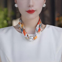 Silk Scarf Magnetic Buckle Scarf New Necklace3D Shell pearls[]Summer[Women's Neck Protection Sunscreen Scarf for All Seasons] VDJQ