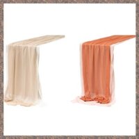Silky Crinkle Voan Table Runner (Bộ 2) Cho Người Yêu Bàn Tiệc Cưới Cô Dâu Trang Trí Tắm