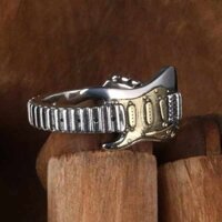 silver rings Rings pairing bracelets + neck + rings Đàn Guitar Điện Rock Ring Hip Hop Punk Phong Cách Nam Nữ INS Niche Thiết Kế Có Thể Điều Chỉnh Chỉ Số Ngón Tay Nhẫn Trang Sức Độc Đáo