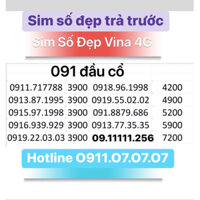 Sim 091 số vip Vinaphone tứ quý,năm sinh vip. Hổ trợ đăng kí chính chủ,Giao sim toàn quốc